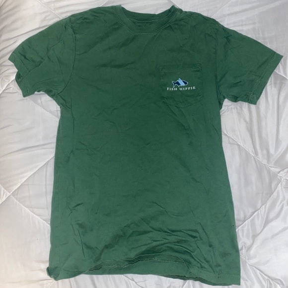 SOLD FISH HIPPIE green shirt - Picture 1 of 3